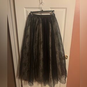 Forever 21 Black Lace Maxi Skirt with Tulle Overlay